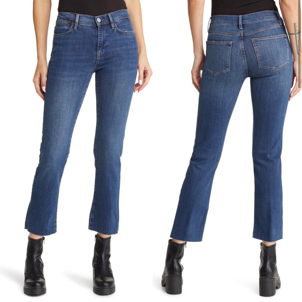 Frame Le high straight fit denim jeans / high rise / raw hem